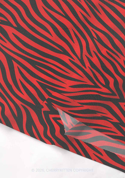 Halloween Red Zebra Stripe Y2K Mesh Crop Top Cherrykitten