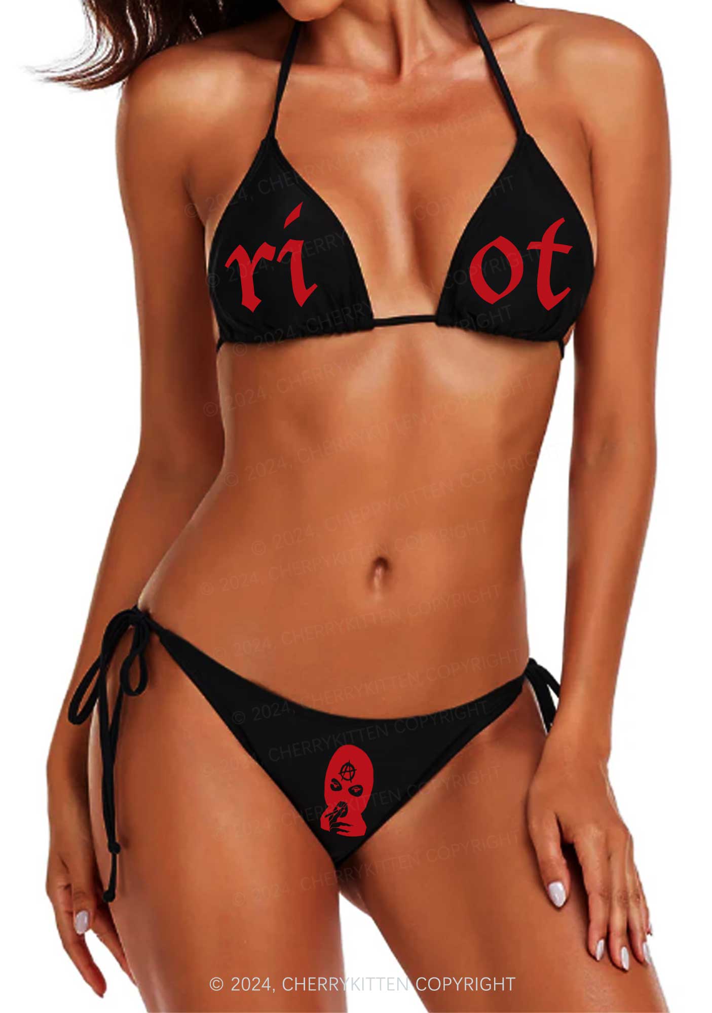 Riot Y2K Halter Triangle Bikini Set Cherrykitten