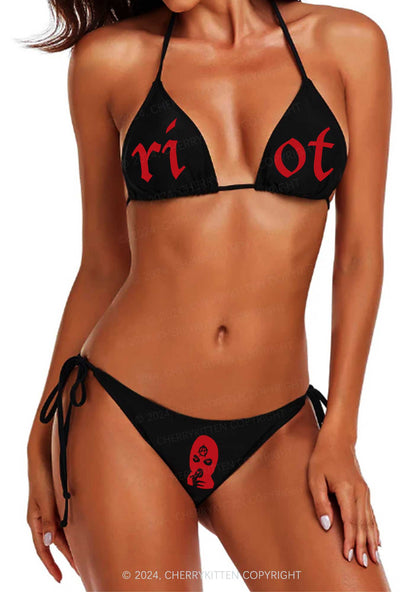 Riot Y2K Halter Triangle Bikini Set Cherrykitten