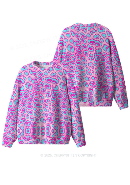 Purple Leopard Y2K Christmas Knit Sweatshirt Cherrykitten