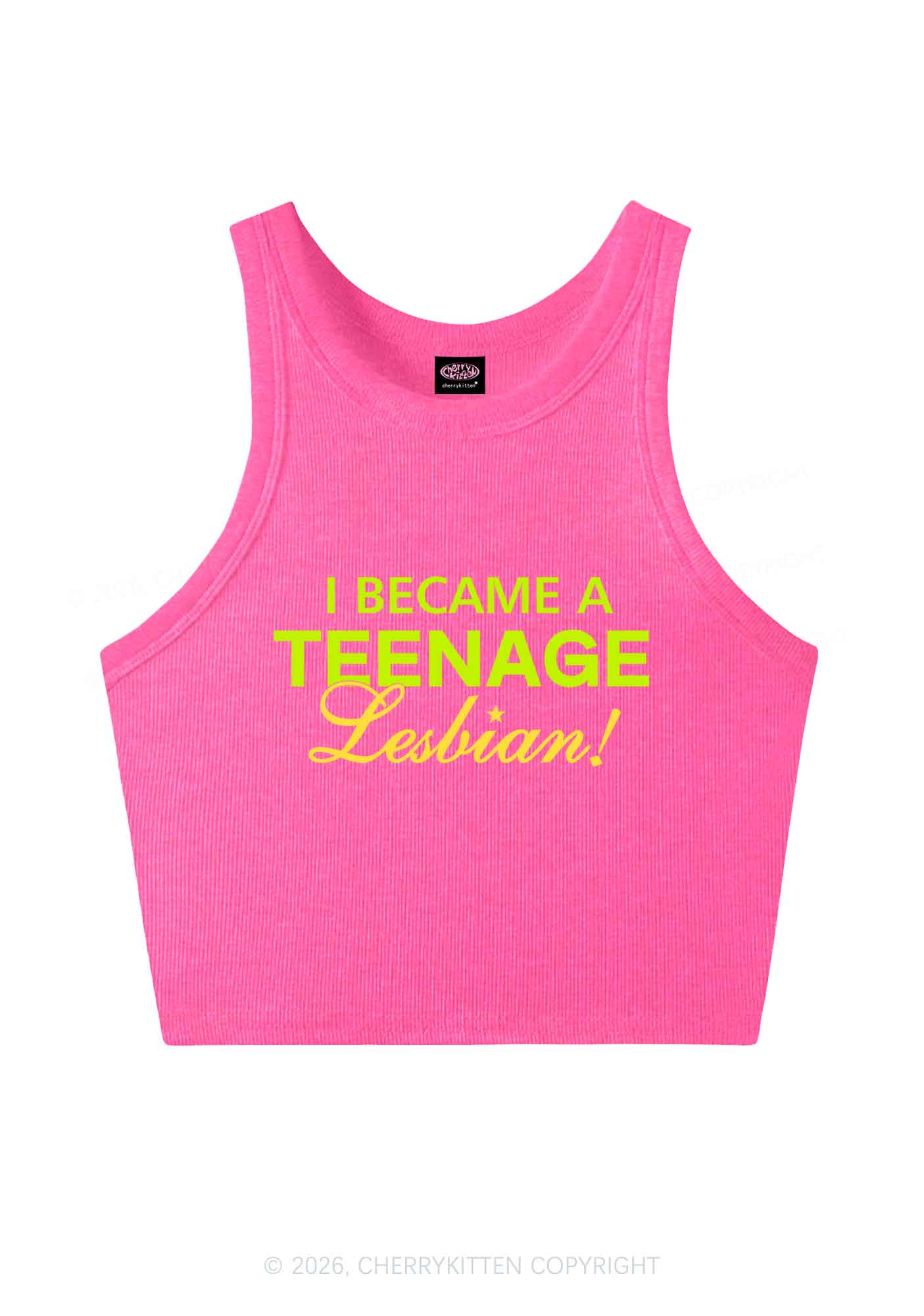I Became A Teenage Lesbian Pride Y2K Crop Tank Top Cherrykitten