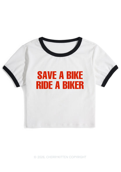 Save Bike Ride Biker Y2K Ringer Tee Cherrykitten
