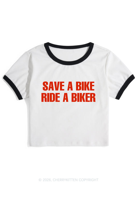 Save Bike Ride Biker Y2K Ringer Tee Cherrykitten