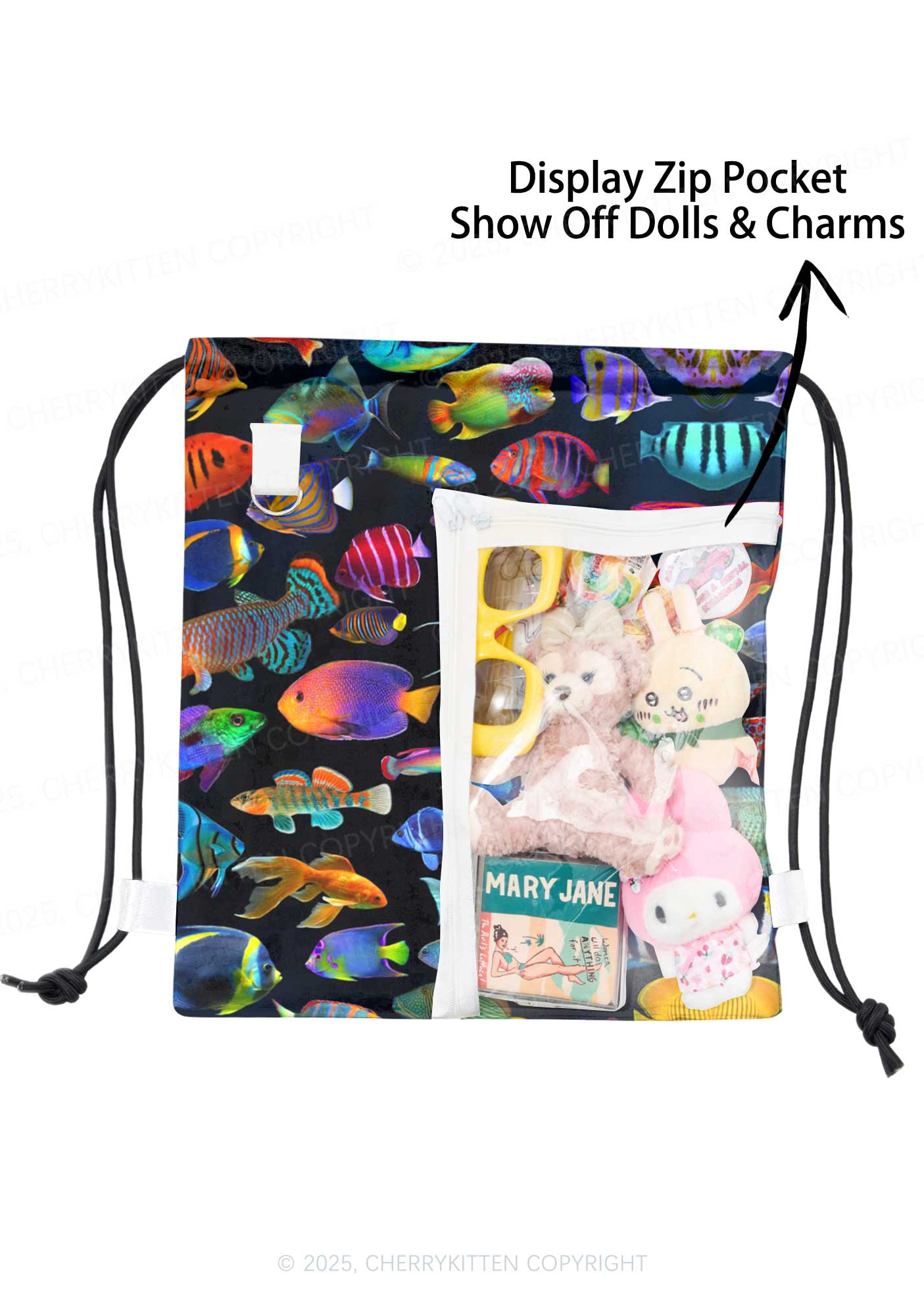 Saltwater Fish Y2K Drawstring Itabag Backpack Cherrykitten