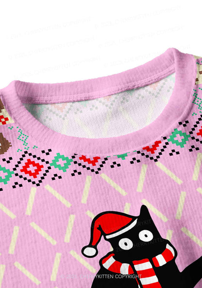 What Tree Y2K Christmas Crop Knit Sweatshirt Cherrykitten