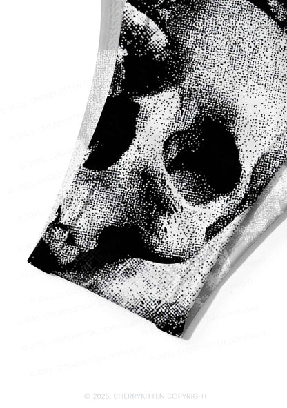 Halloween Gothic Skull Y2K Print Bikini Set Cherrykitten