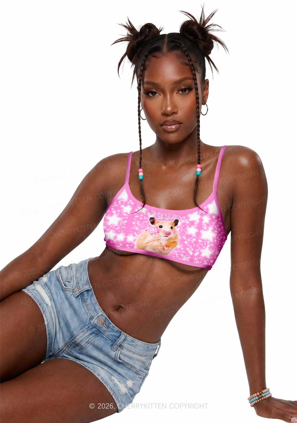 Rat Princess Y2K Print Super Crop Cami Cherrykitten