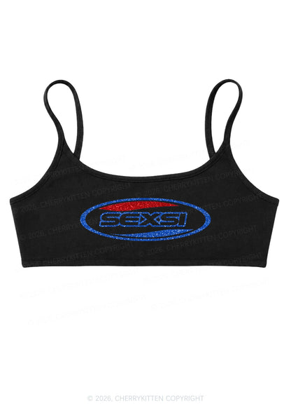 Glitter Sexsi Slogan Y2K Super Crop Cami Cherrykitten