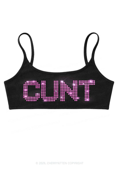 Rhinestone Pink Cxxt Y2K Super Crop Cami Cherrykitten