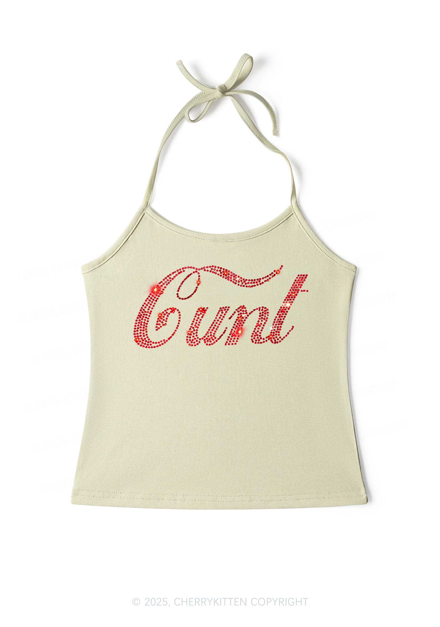 Rhinestone Special Cxxt Y2K Halter Neck Cami Cherrykitten