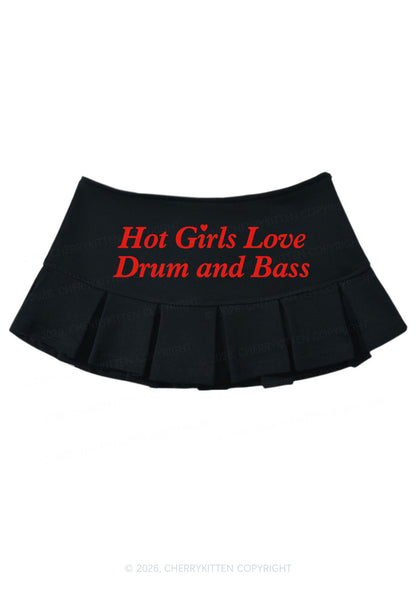 Hot Girls Love Drum And Bass Y2K Mini Pleated Skirts Cherrykitten