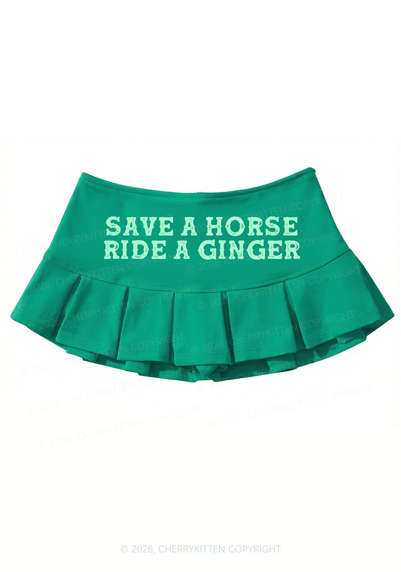 Ride A Ginger St Patricks Y2K Mini Pleated Skirts Cherrykitten
