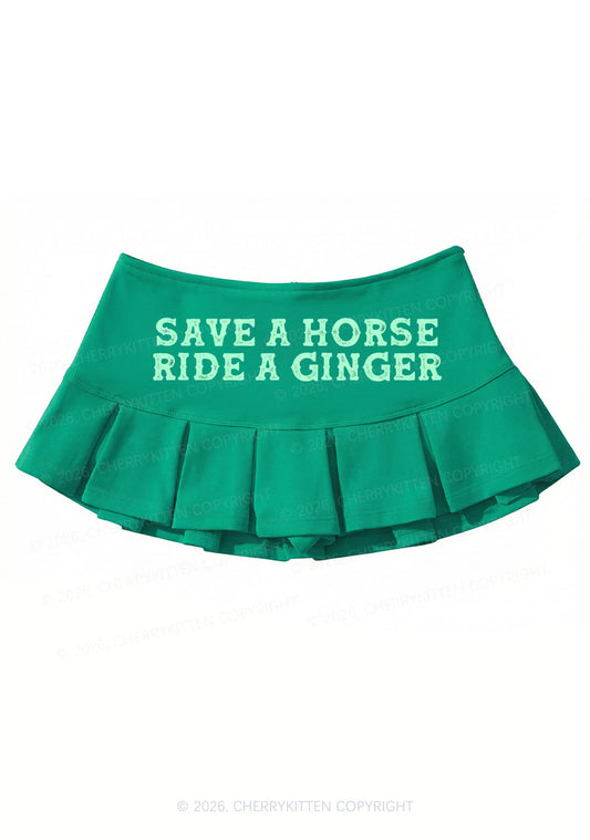 Ride A Ginger St Patricks Y2K Mini Pleated Skirts Cherrykitten