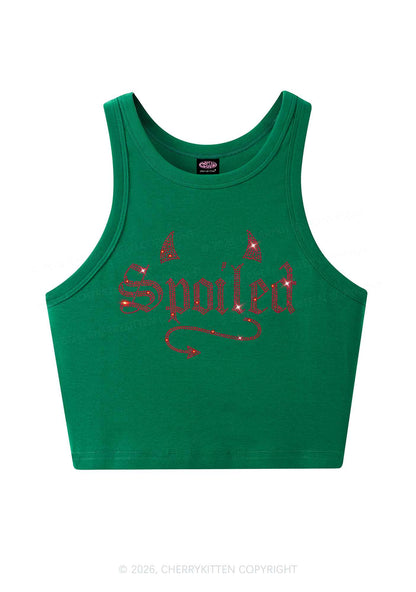 Rhinestone Spoiled Devil Horn Y2K Crop Tank Top Cherrykitten