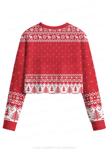 Hit Him Y2K Christmas Crop Knit Sweatshirt Cherrykitten