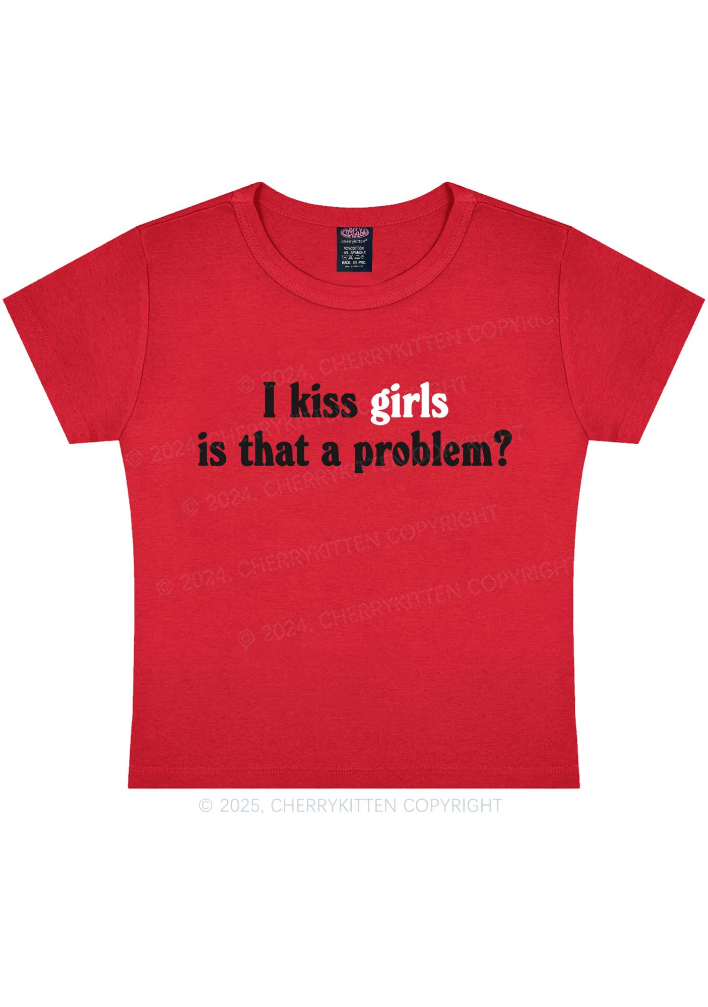 I Kiss Girls Y2K Baby Tee Cherrykitten