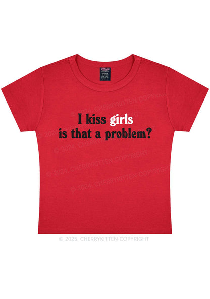 I Kiss Girls Y2K Baby Tee Cherrykitten