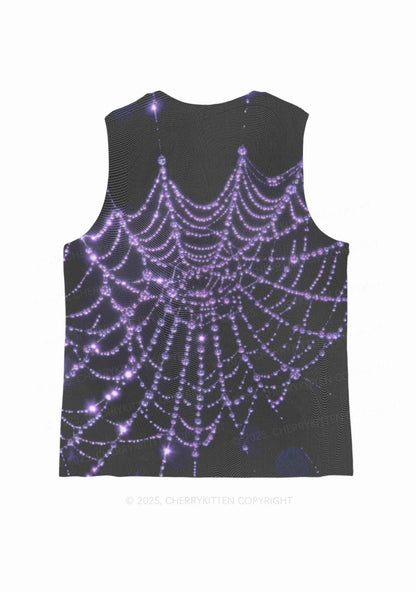 Glistening Spiderweb Y2K Mesh Muscle Tank Cherrykitten