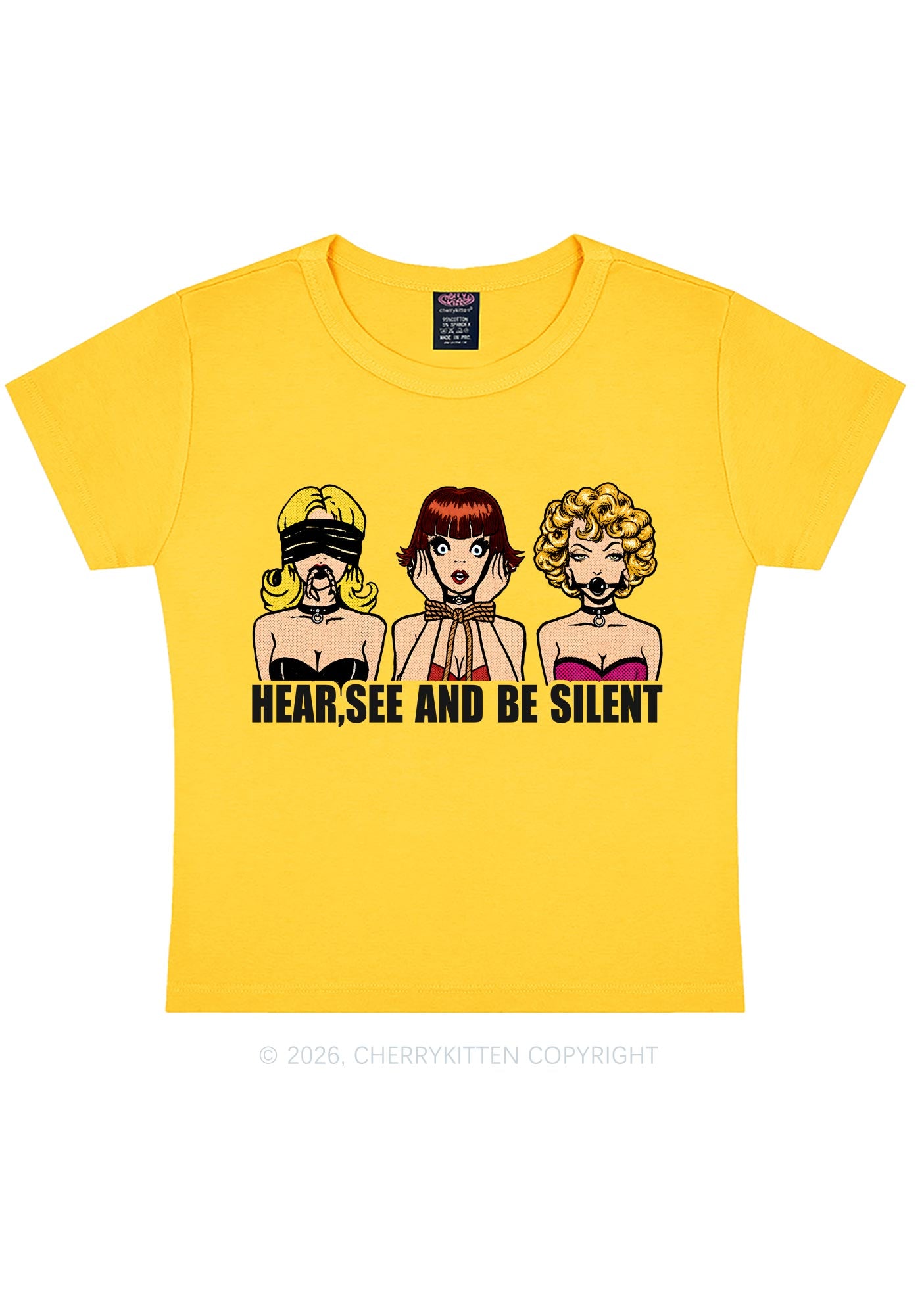 Hear See Be Silent Y2K Baby Tee Cherrykitten