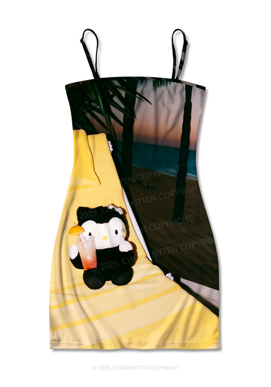 Holiday Kitten Y2K Print Slip Dress Cherrykitten