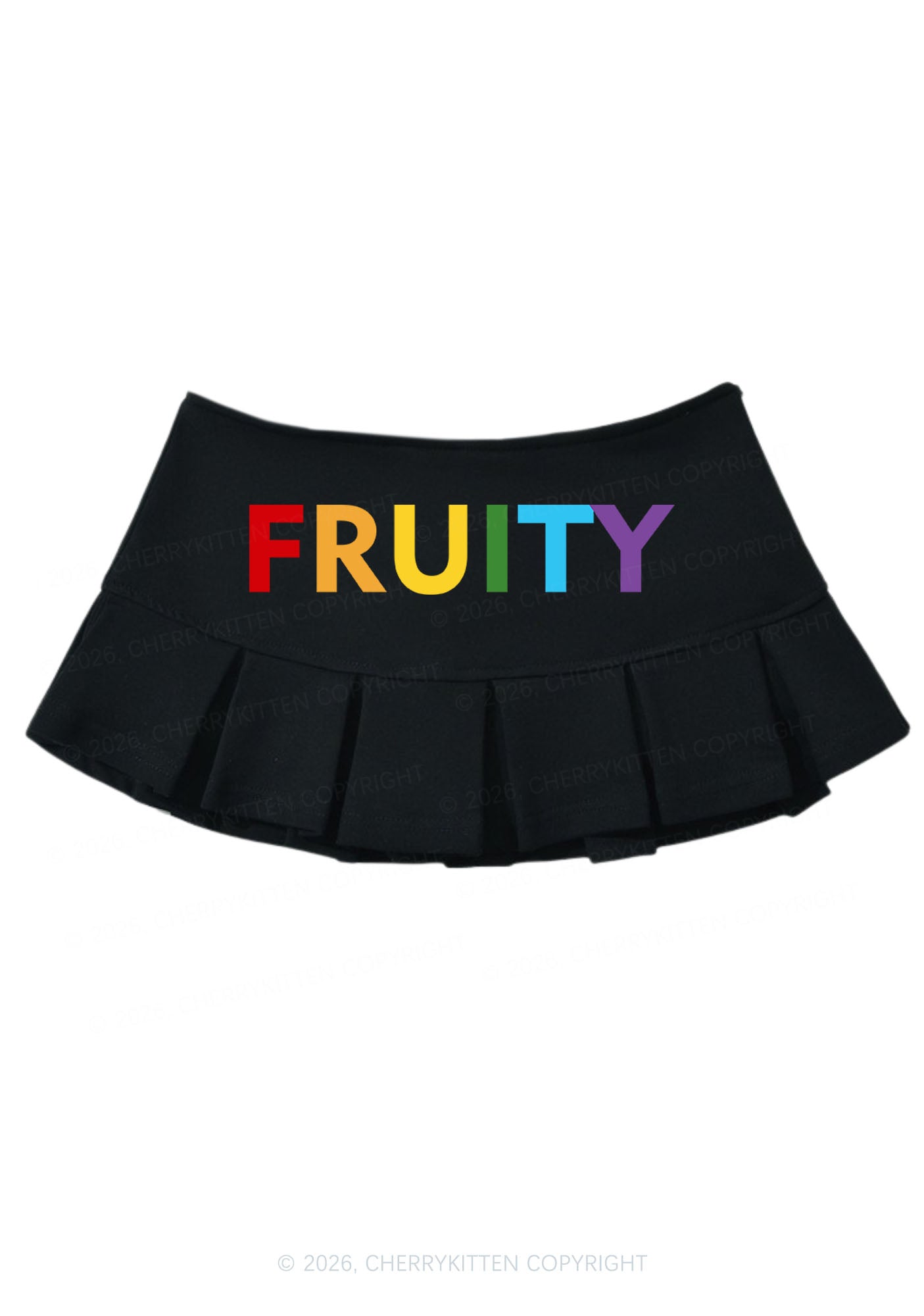 Rainbow Fruity Pride Y2K Mini Pleated Skirts Cherrykitten