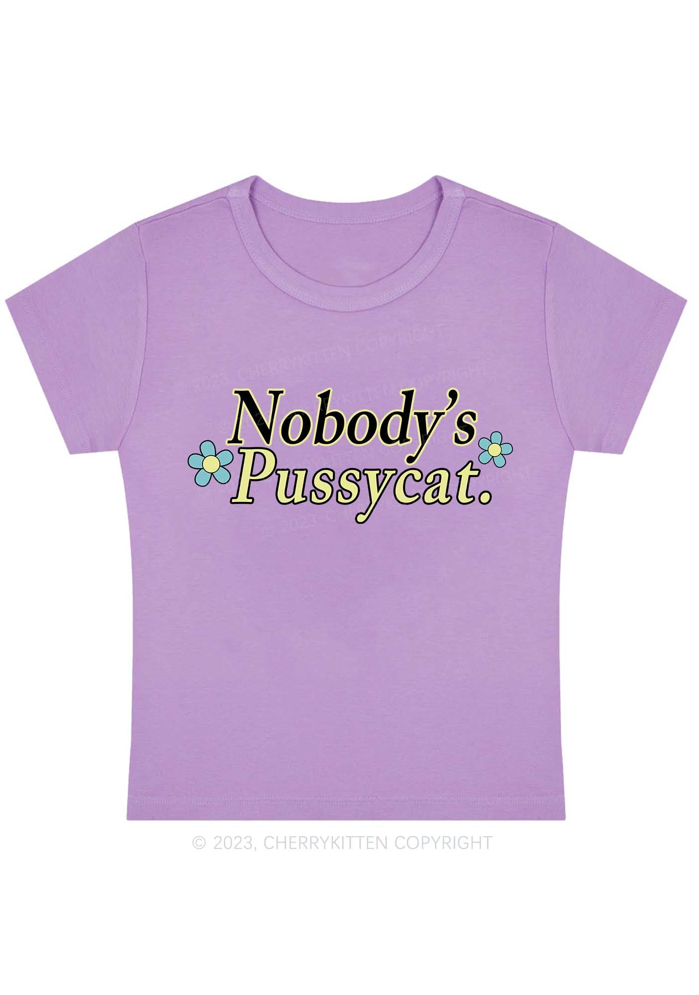 Curvy Nobody's Pussycat Flowers Baby Tee Cherrykitten