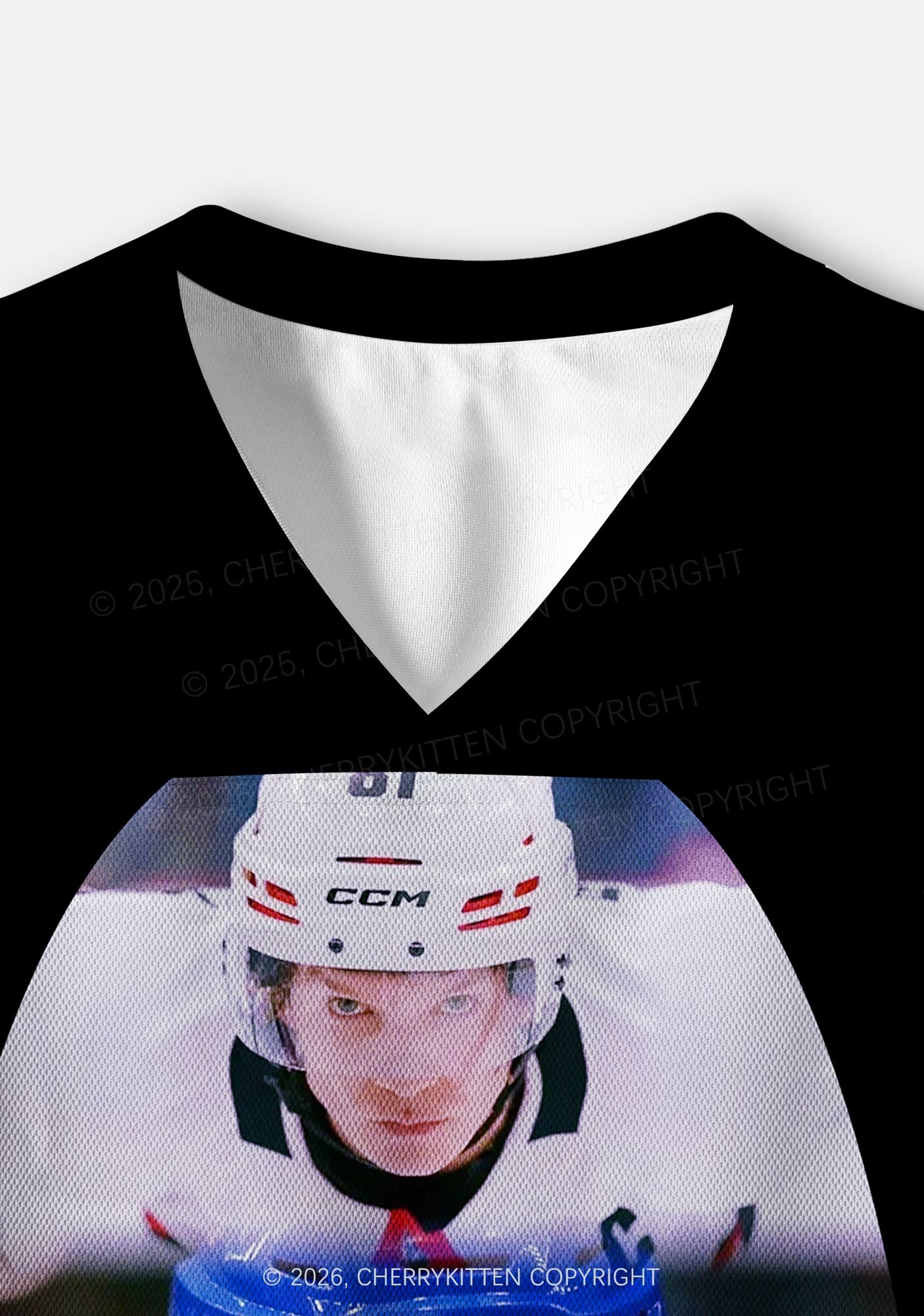 Black Hockey Match HR Y2K Crop Sport Jersey Shirts Cherrykitten
