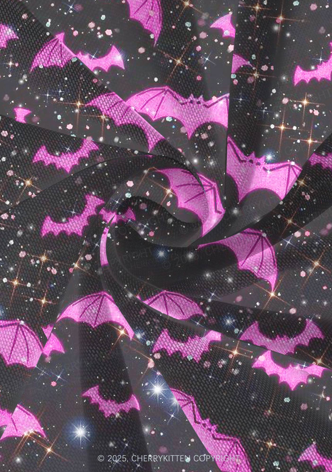 Sparkle Pink Bat Y2K Print Mini Layered Skirt Cherrykitten
