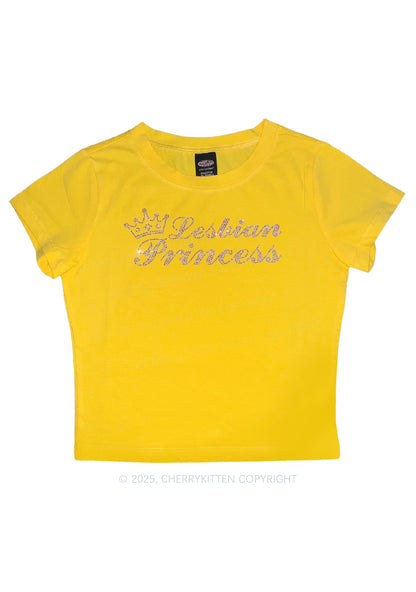 Rhinestone Lesbian Princess Pride Y2K Baby Tee Cherrykitten