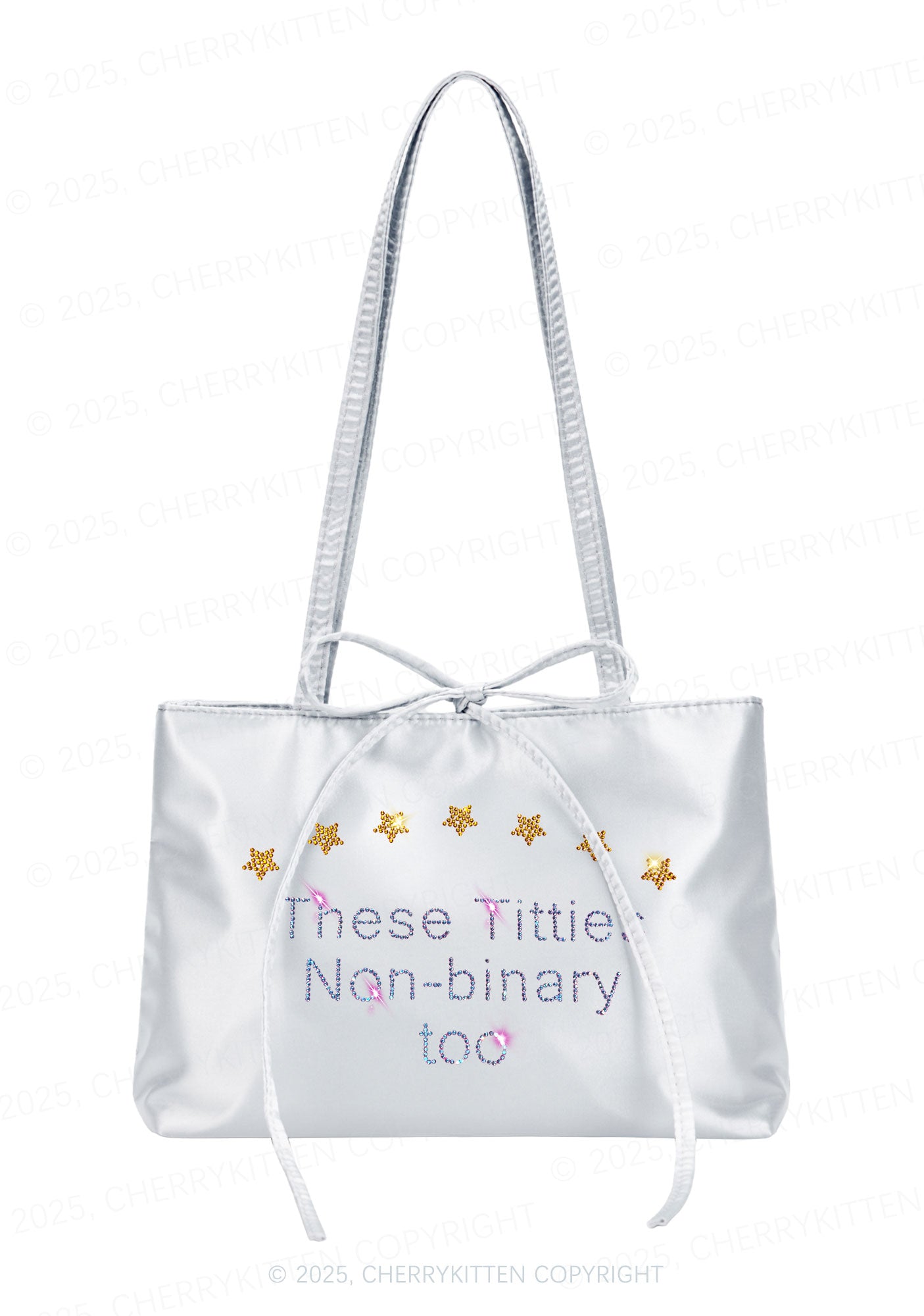 Rhinestone Txtties Nonbinary Too Pride Y2K Satin Bags Cherrykitten