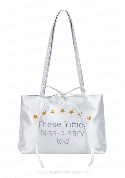 Rhinestone Txtties Nonbinary Too Pride Y2K Satin Bags Cherrykitten