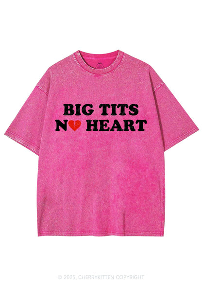 Big Txts No Heart Y2K Shirts Washed Tee Cherrykitten