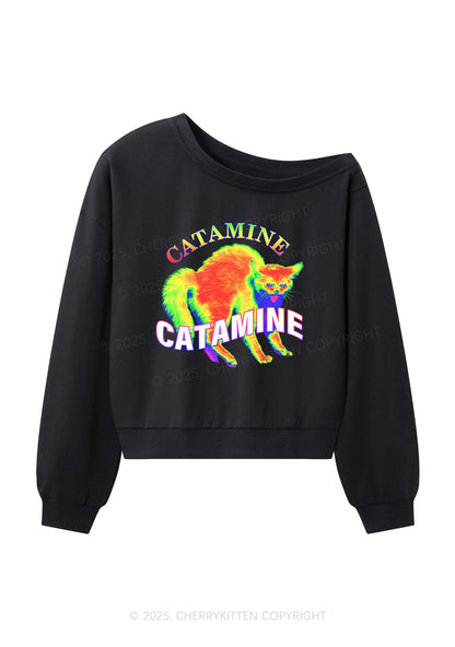 Thermal Cat Y2K Off Shoulder Sweatshirts Cherrykitten