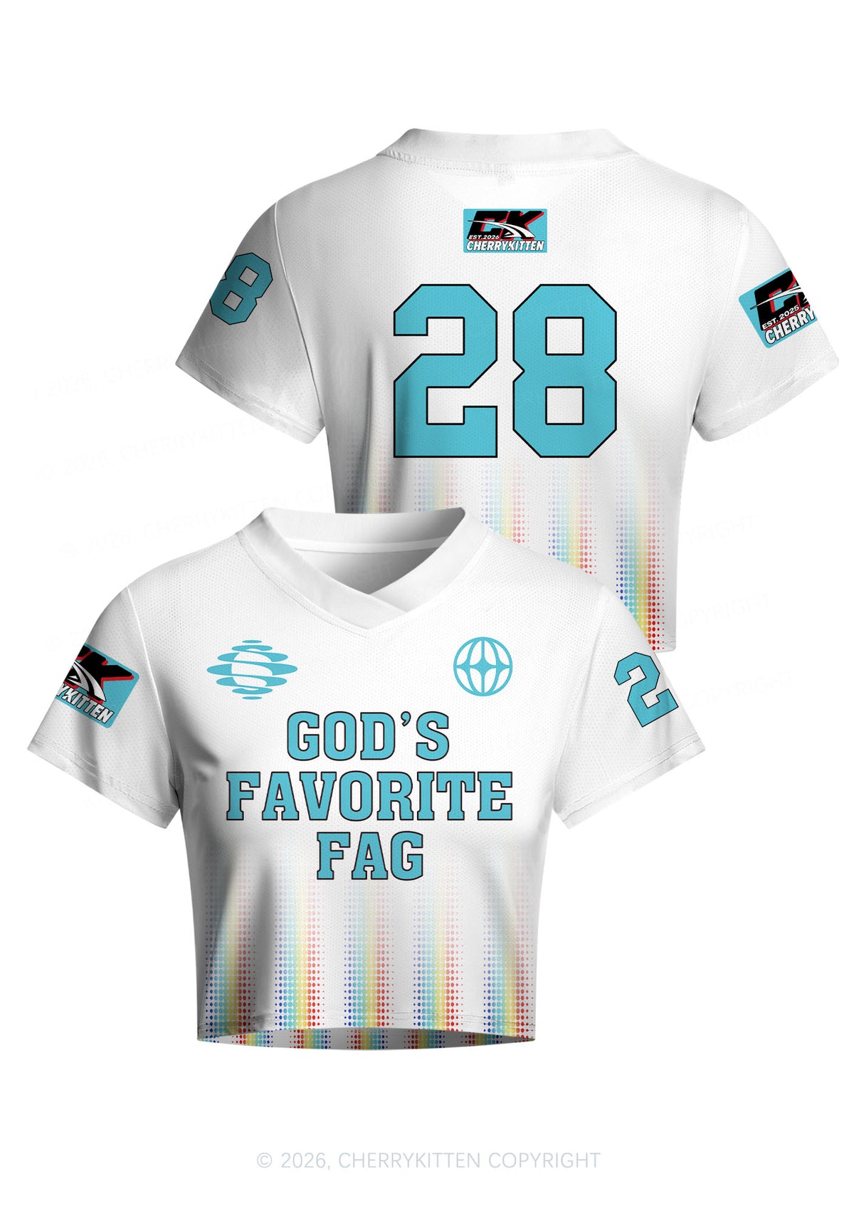 Gods Favorite Fag Pride Y2K Crop Football Jersey Shirts Cherrykitten