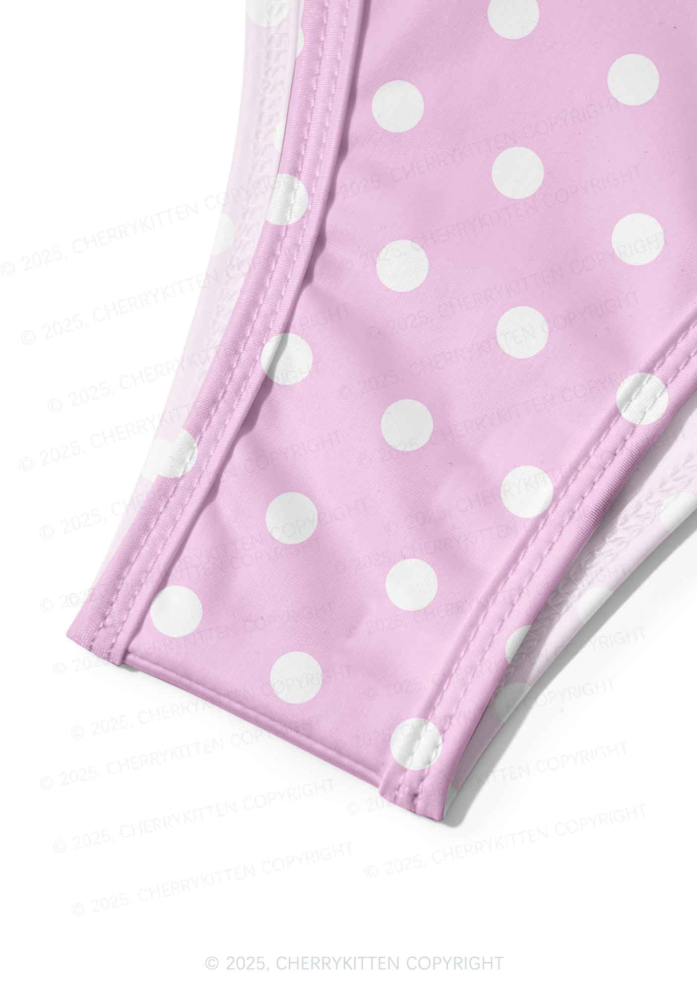 Pink And White Dots Y2K Print Bikini Set Cherrykitten