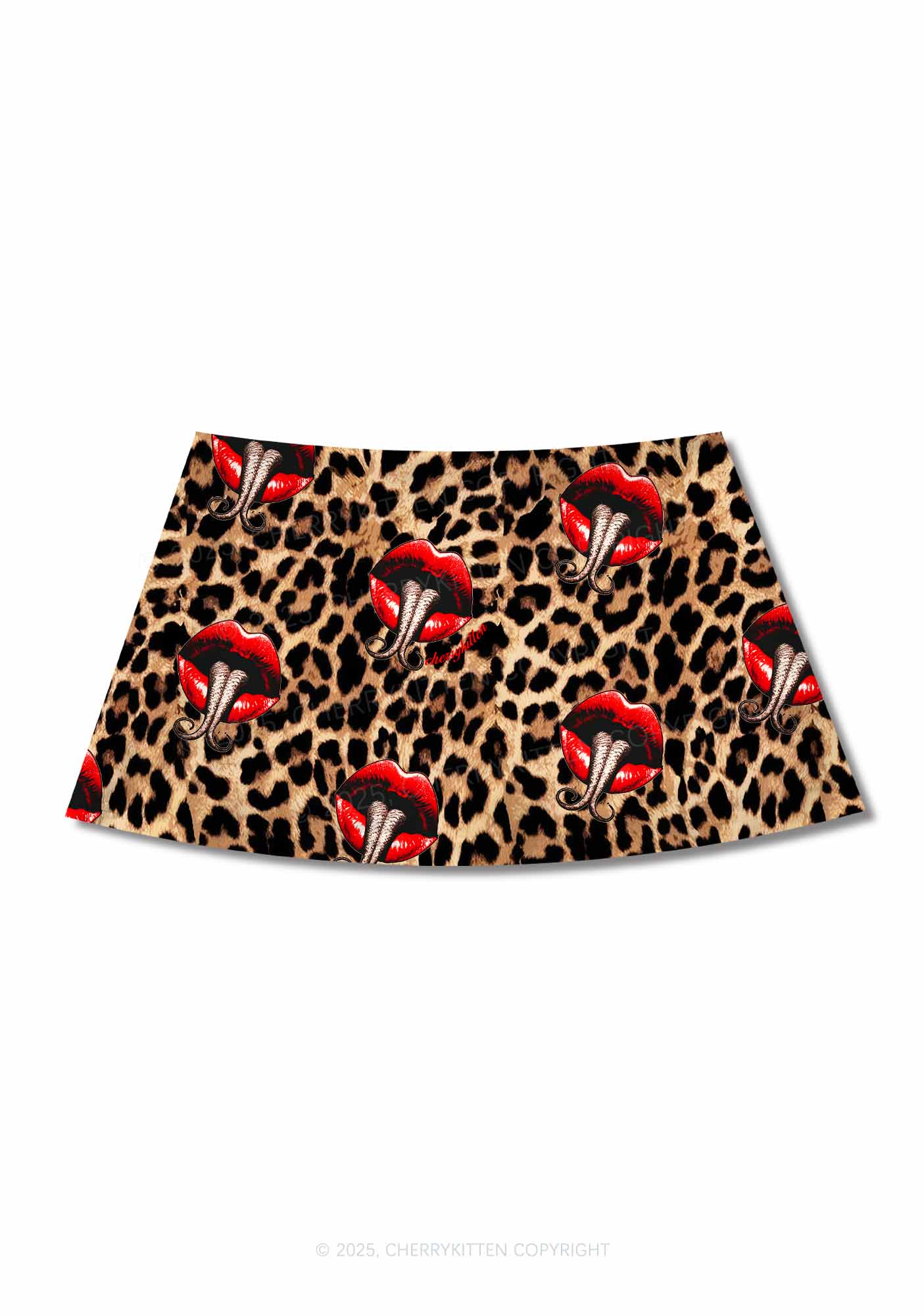 Halloween Leopard Lips Snakes Y2K Print Mini Skirt Cherrykitten