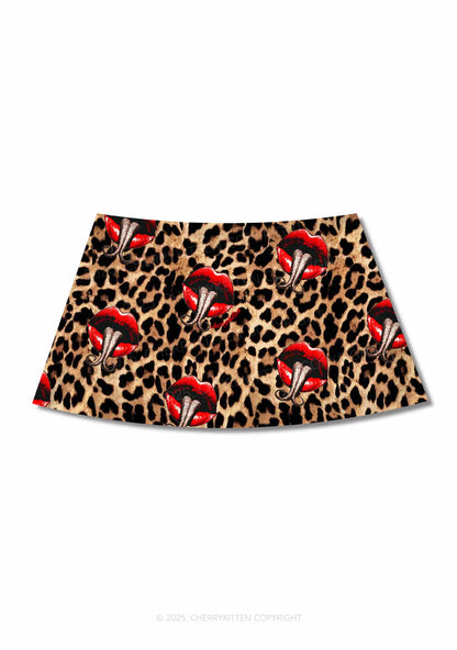 Halloween Leopard Lips Snakes Y2K Print Mini Skirt Cherrykitten