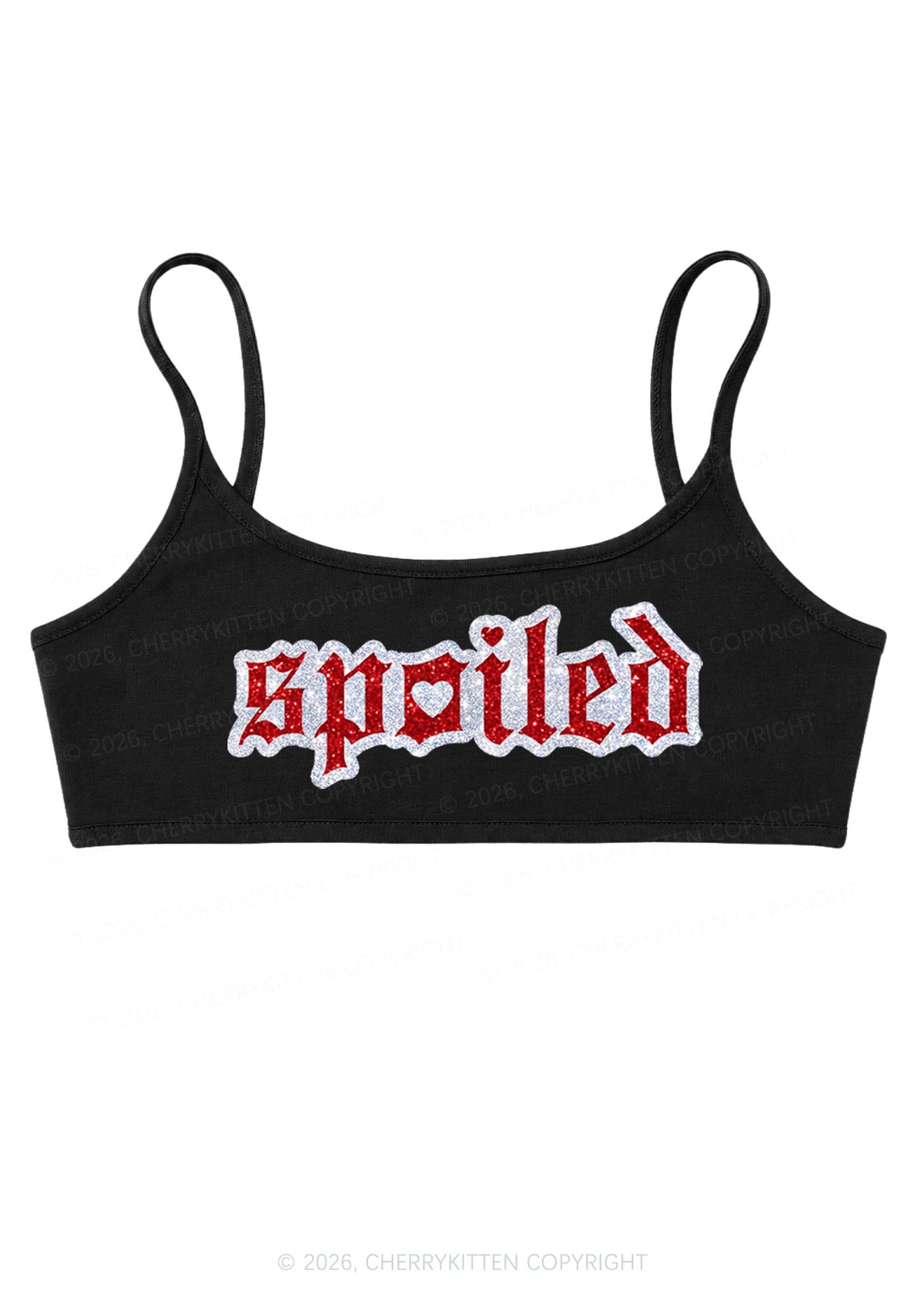Glitter Stroke Spoiled Y2K Super Crop Cami Cherrykitten