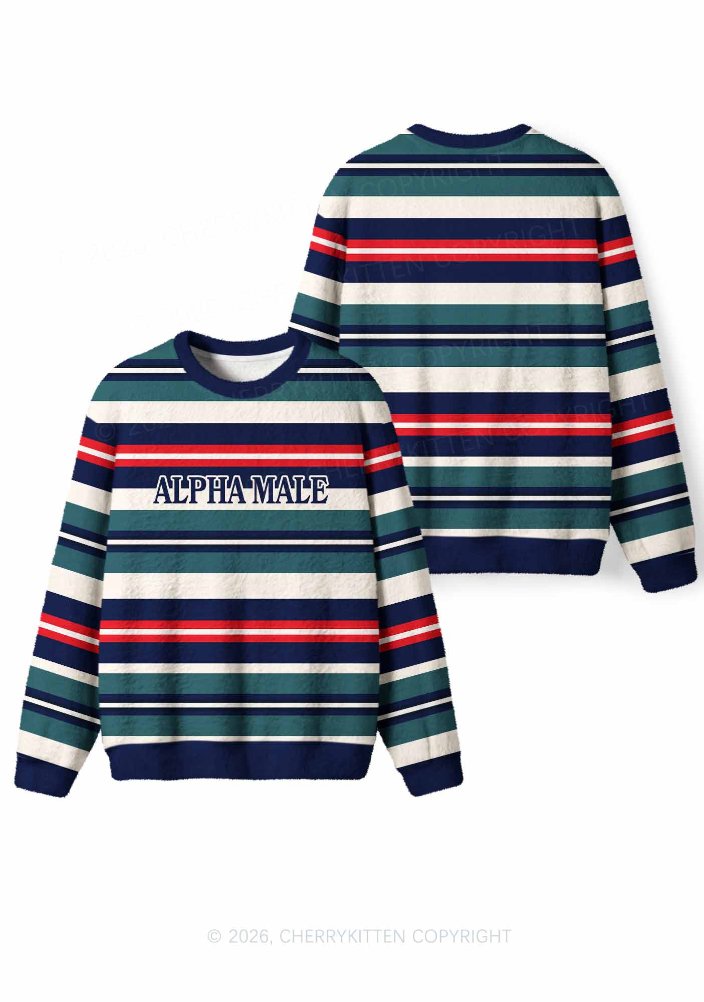 Stripe Alpha Male Y2K Knit Sweatshirt Cherrykitten