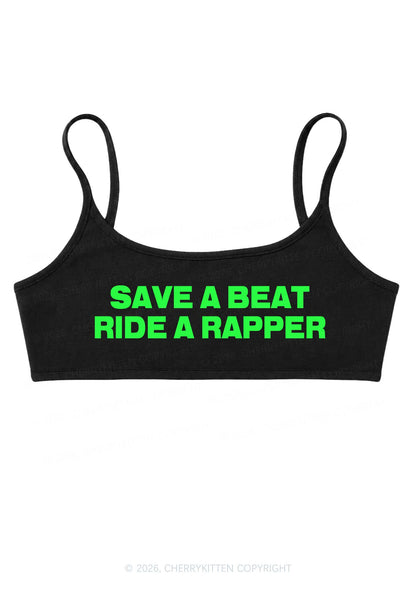 Save A Beat Ride A Rapper Y2K Super Crop Cami Cherrykitten