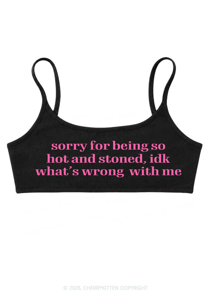Sorry For Being Hot And Stoned Y2K Super Crop Cami Cherrykitten