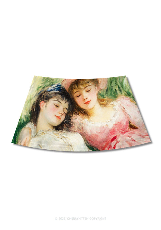 Oil Painting Girls Pride Y2K Print Mini Skirt Cherrykitten