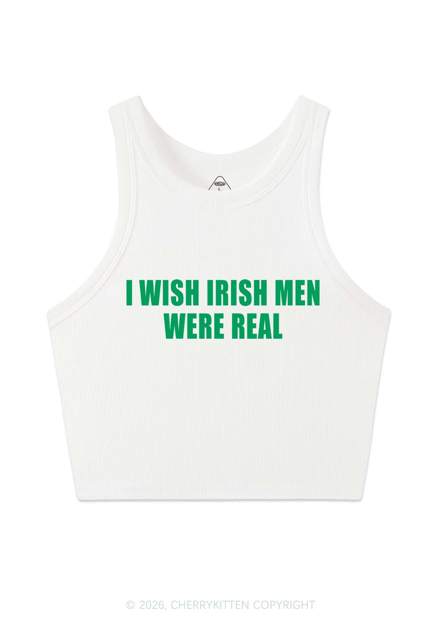I Wish Irish Men Were Real St Patricks Y2K Crop Tank Top Cherrykitten