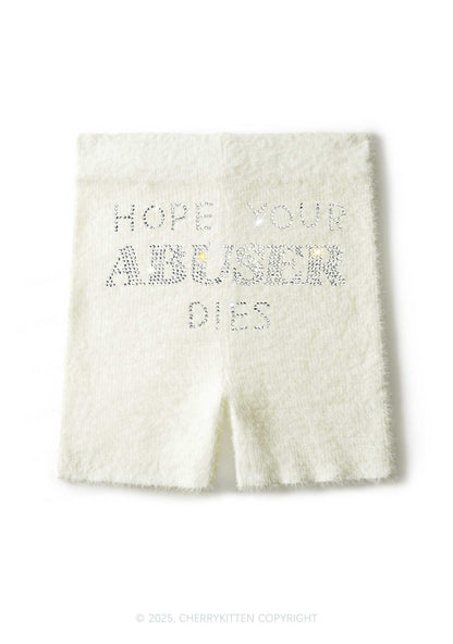Rhinestone Abuser Dies Y2K Fluffy Shorts Cherrykitten