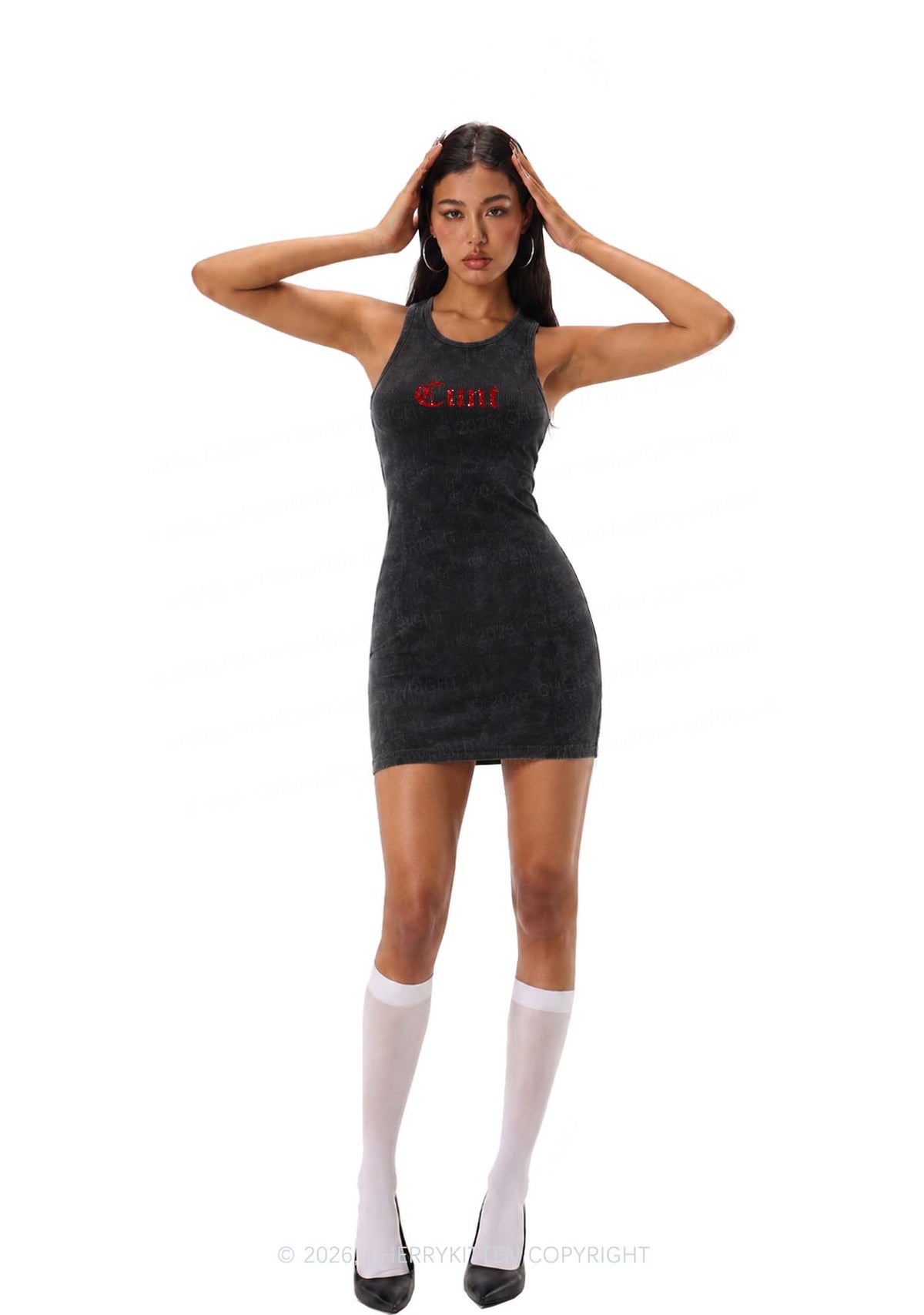 Glitter Cxxt Y2K Washed Tank Dress Cherrykitten