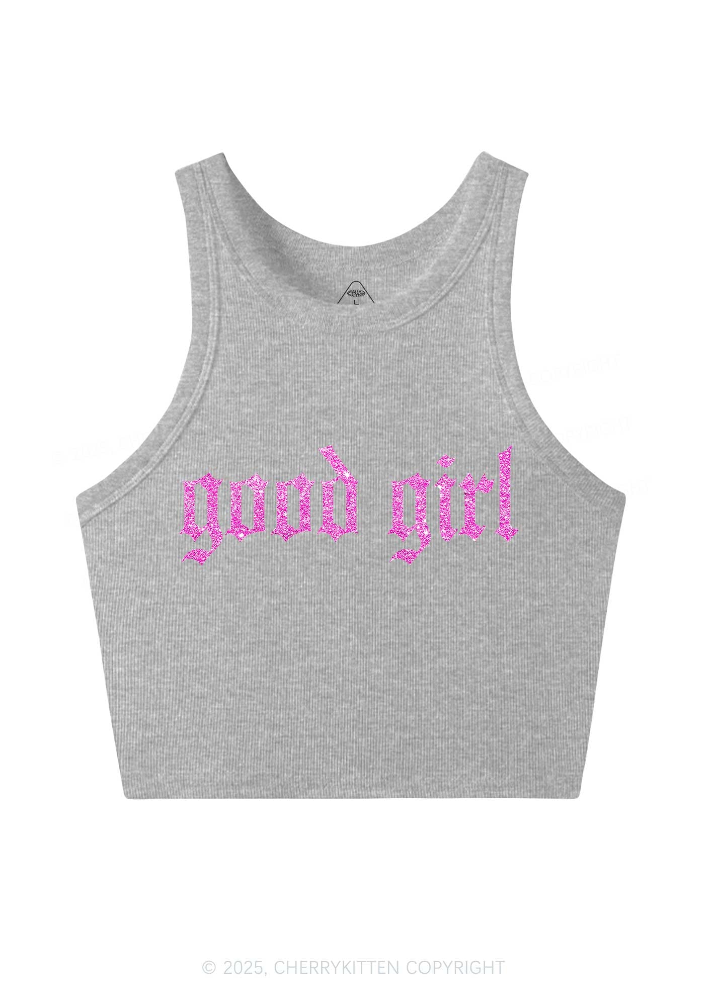 Glitter Good Girl Y2K Crop Tank Top Cherrykitten