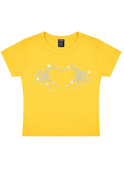 Rhinestone Skull Spider Y2K Baby Tee Cherrykitten