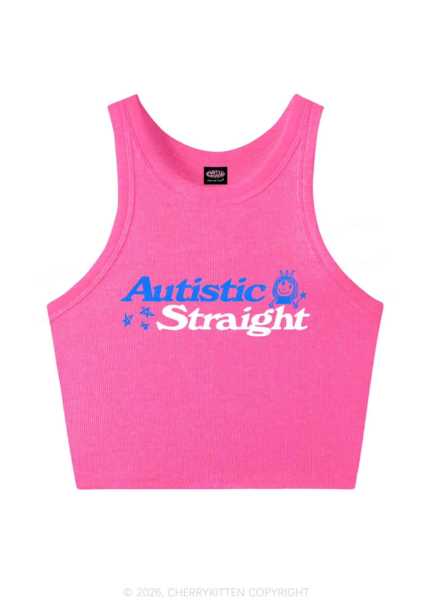 Autistic Straight Pride Y2K Crop Tank Top Cherrykitten
