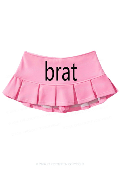 Green Brat Y2K Mini Pleated Skirts Cherrykitten