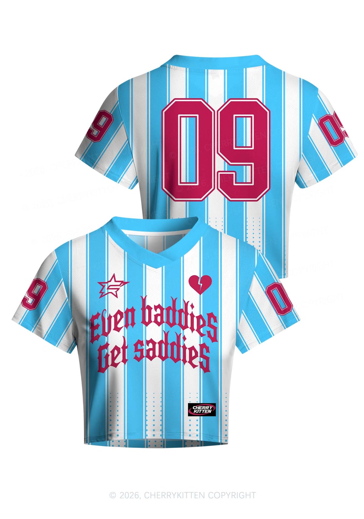 Even Baddies Get Saddies Y2K Crop Football Jersey Shirts Cherrykitten